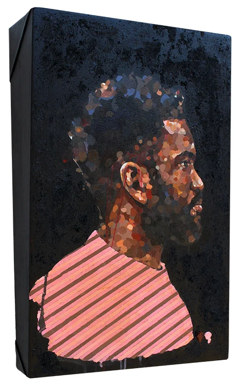 Untitled (Pink & Brown) , acrylic & pumice on canvas wrapped panel, 2017