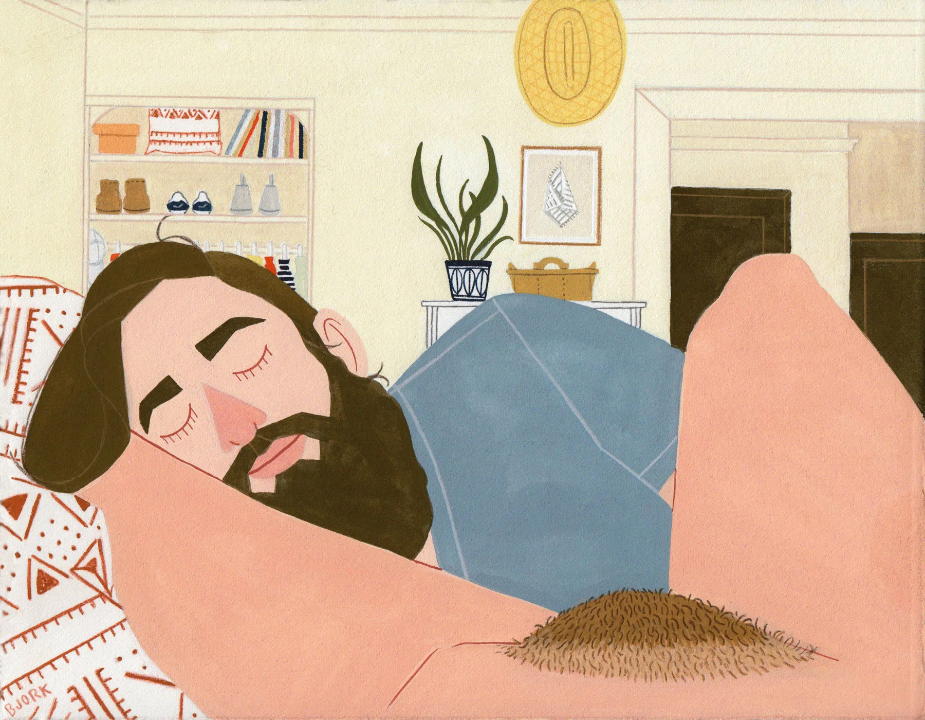 Head Rest , gouache + pencil on paper, 2016