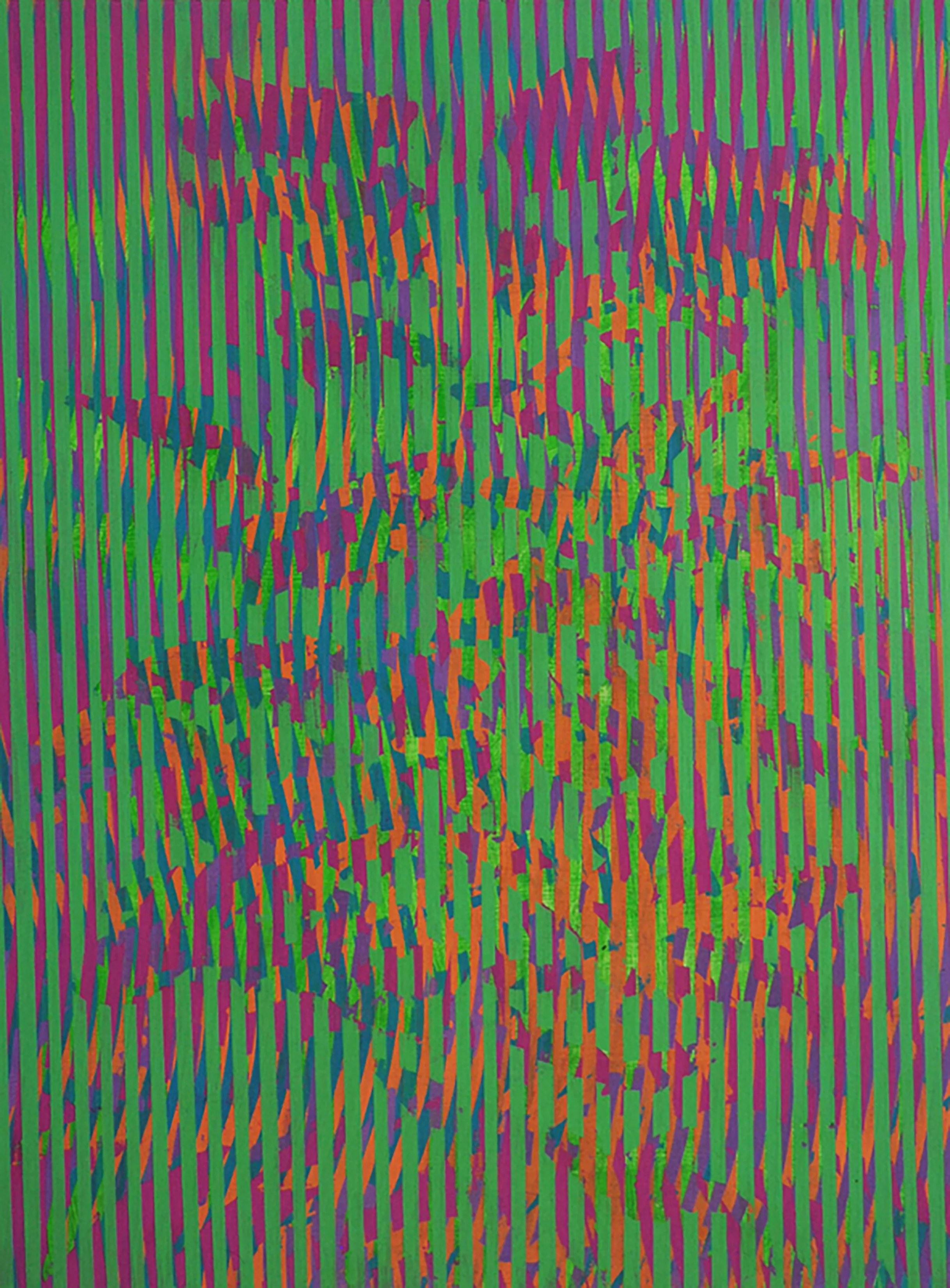 Moire Plant I , acrylic on wood, 2017