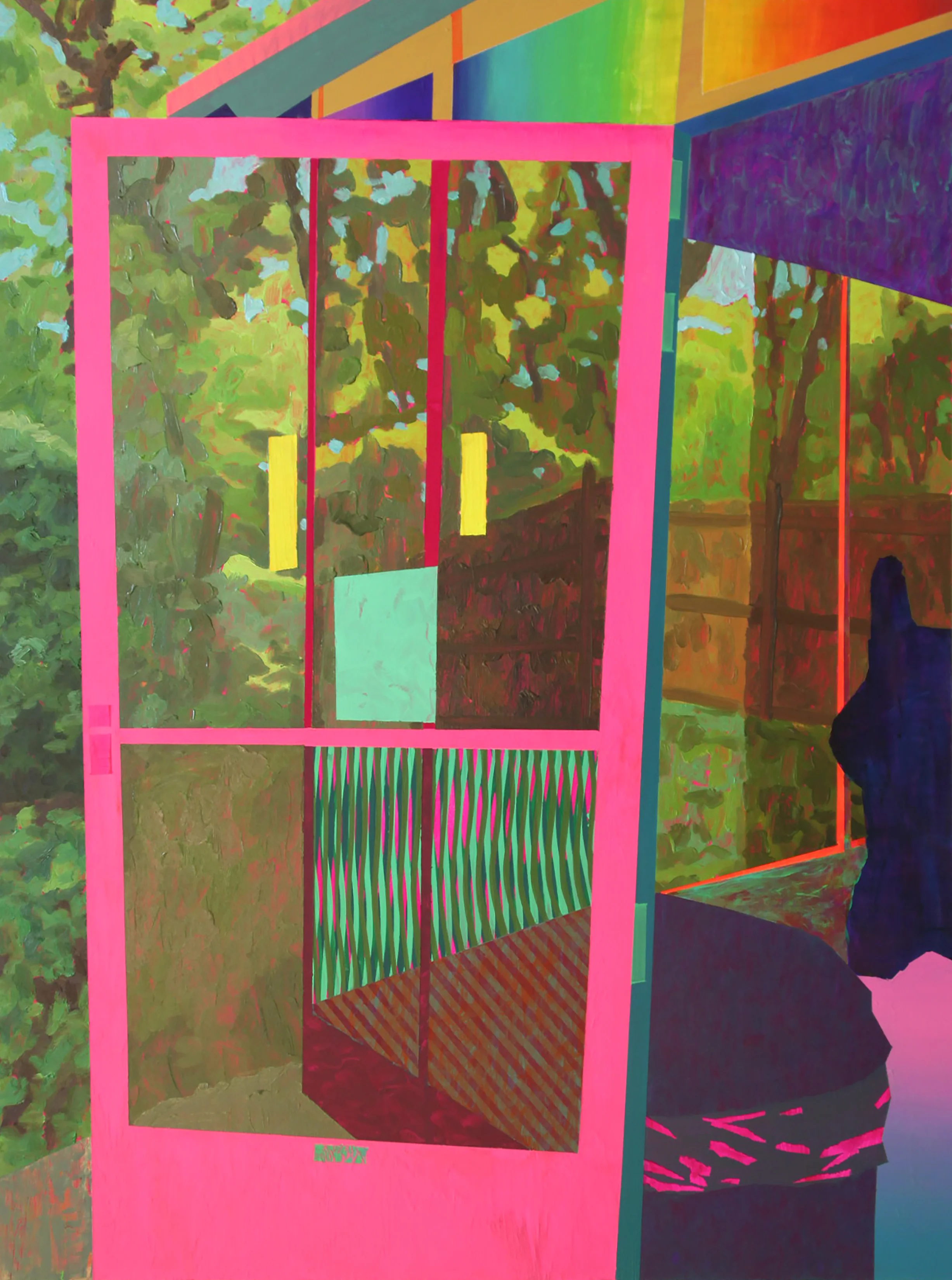 Patio Door , acrylic and oil on wood, 2017