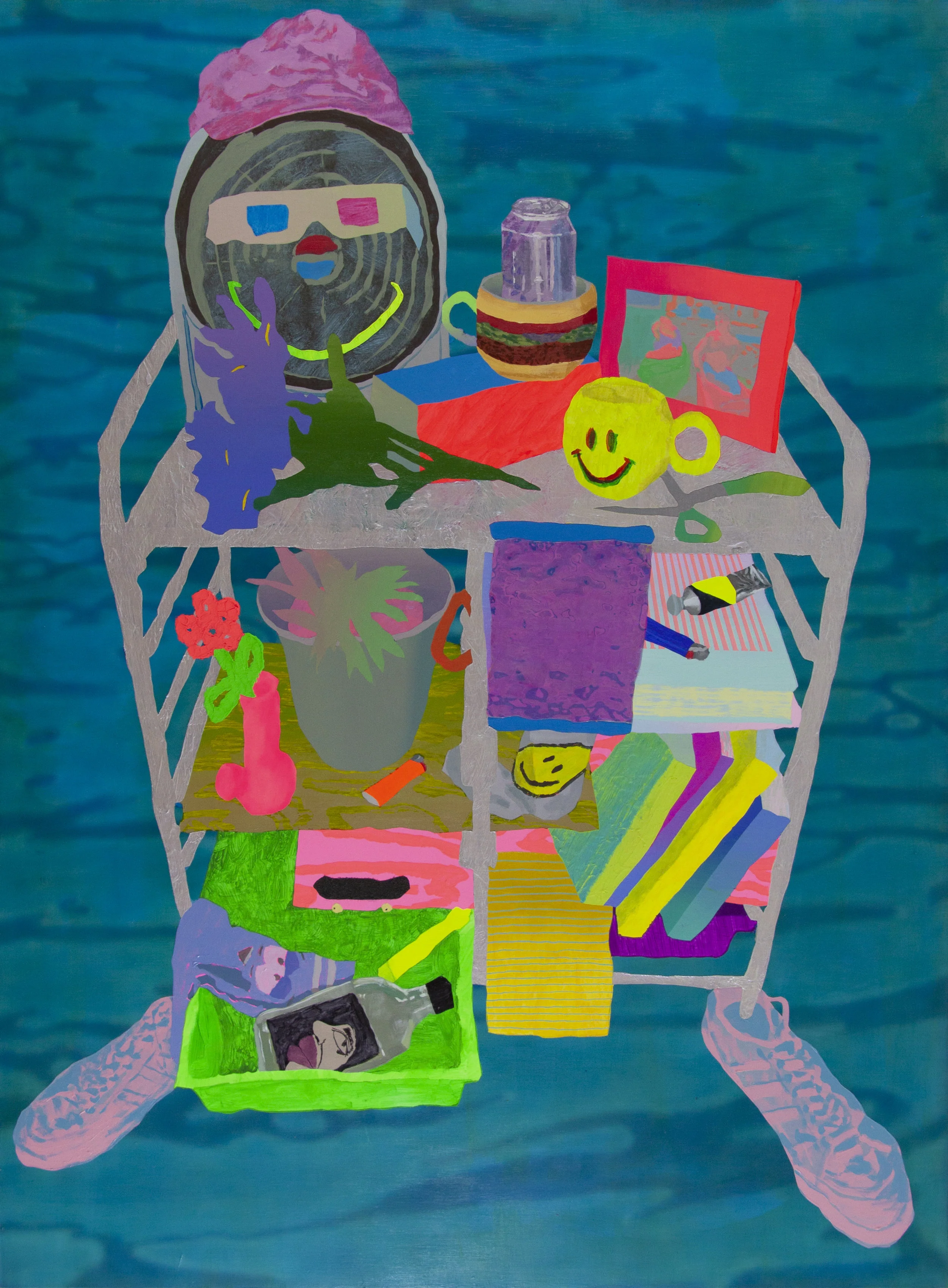 Kool Operator Jr. , acrylic and Dichroic Film on Wood, 2018