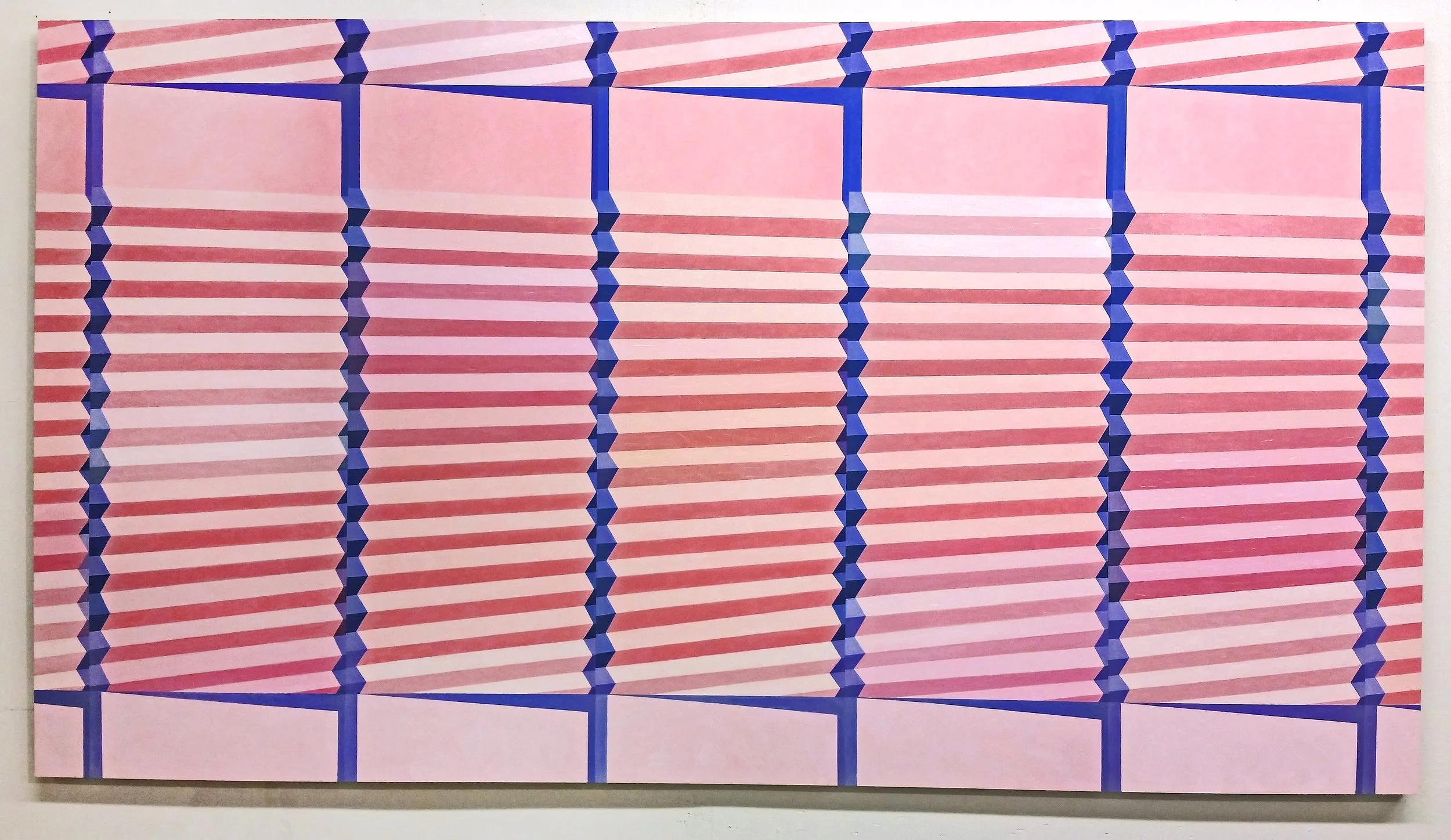 Lisa Williamson’s “Bed Shade with Margins” cropped and set to wallpaper , oil on panel, 2015