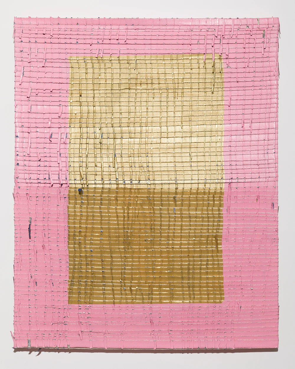 Pink Mat , Acrylic paint and latex paint on torn canvas, 2019