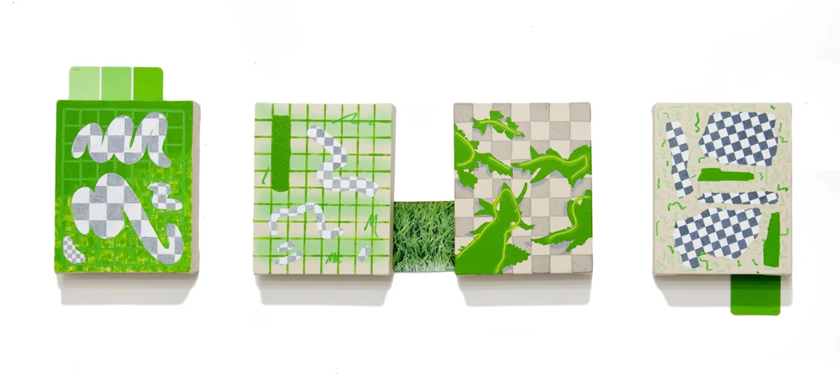 Green Paintings , acrylic on canvas, paint swatches, inkjet on vinyl, 2016