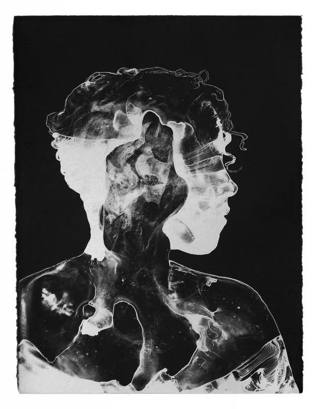 Dark Matter (Universal Body 1) , Two-color lithograph (silver on black), collaborating printer Frank Janzen, edition of 20, 2016