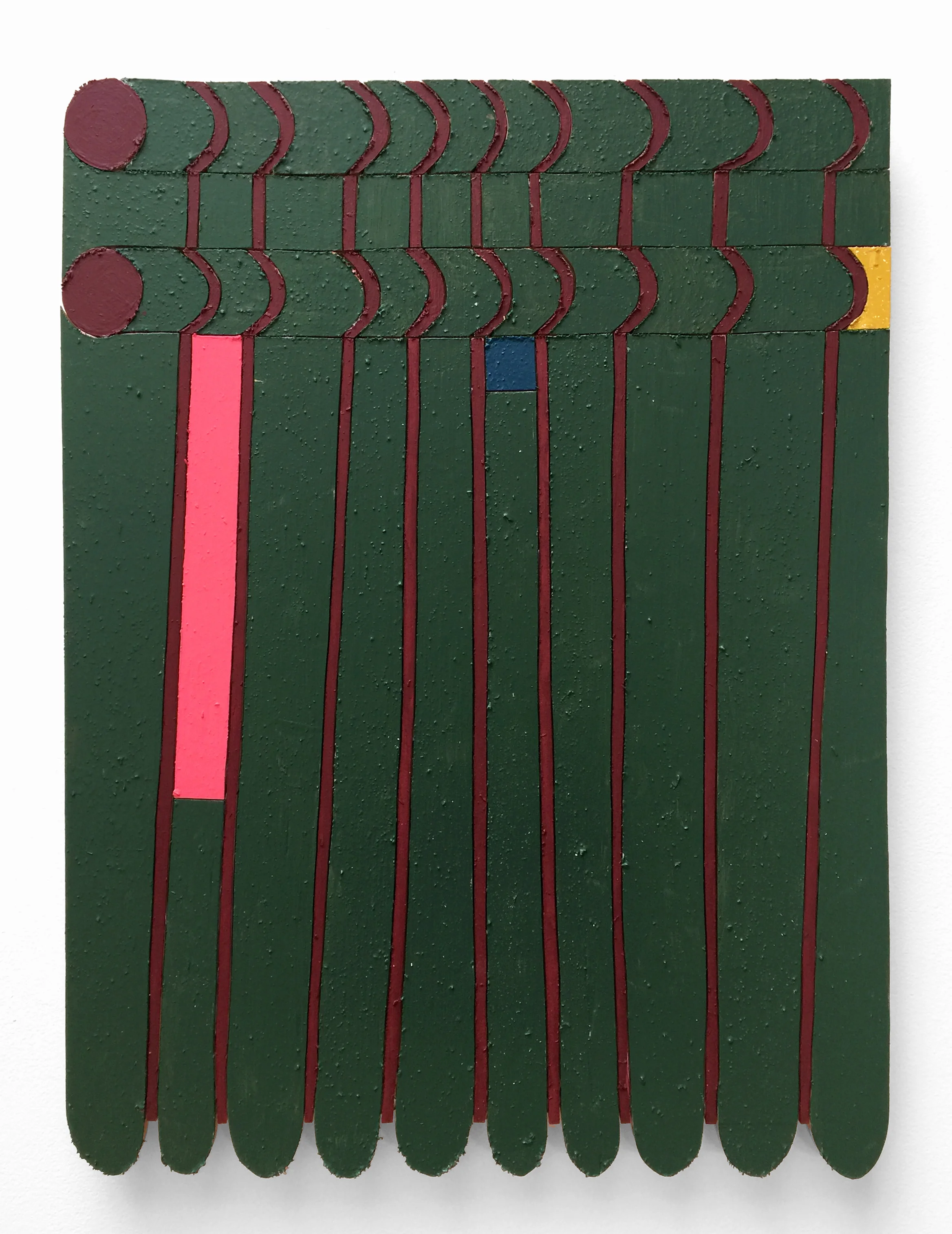 Untitled (chromatic 3) , 24x18, paint, wood, and glue, 2019