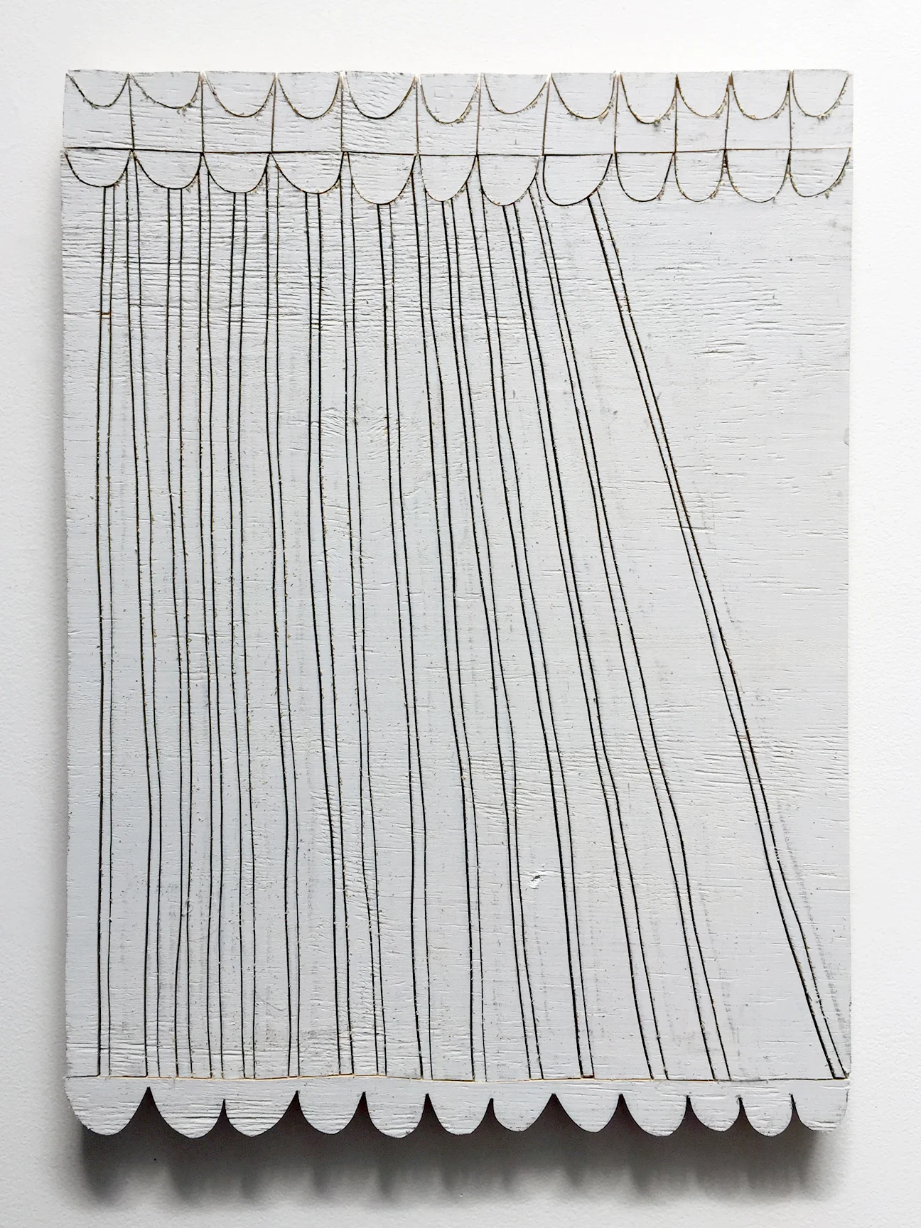 Untitled (white 1) , paint, wood, and glue, 2019