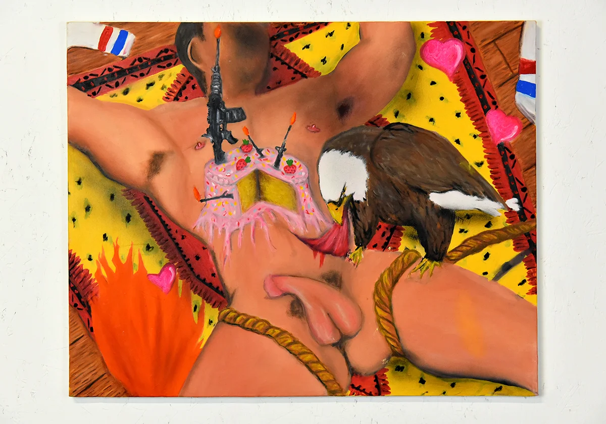 American Prometheus (a villain) , Oil, Acrylic, and Vinyl on canvas, 2018