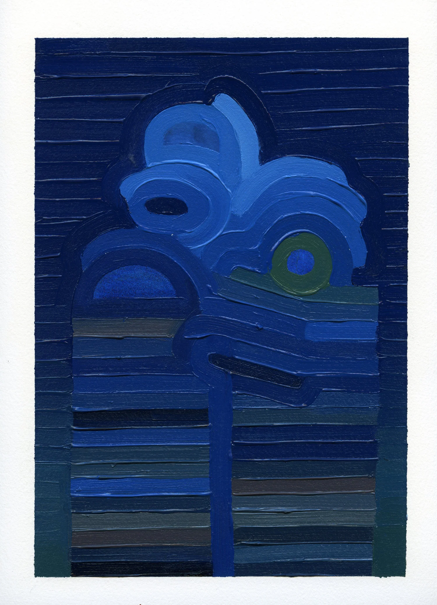 Blue Tower , oil on archival paper, 2019