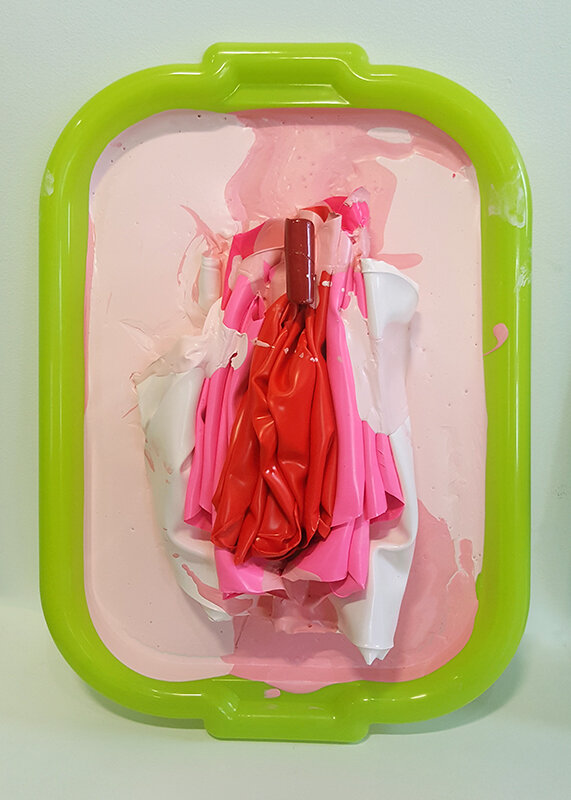 Nothing’s Gonna Change My Love For You: Touch Me Now , Acrylic on Plastic Tray, 2017