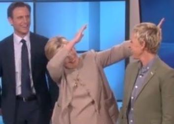 Above is the iconic image of Hillary Clinton “dabbing” on the Ellen Show.
