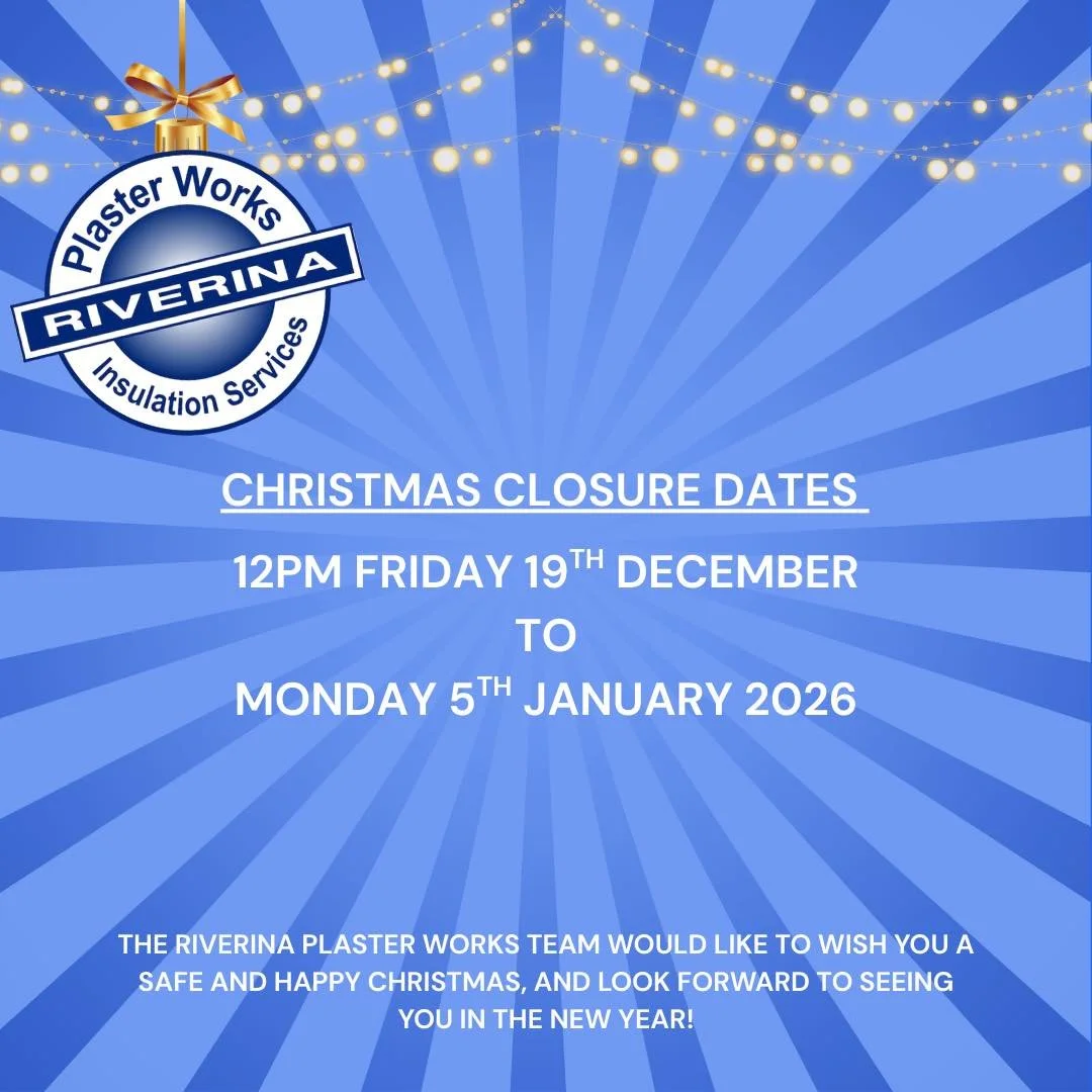 The Management and Staff at Riverina Plaster Works  would like to thank all of our customers for their continued support throughout the year! 

Please see our Christmas closure dates advised below. 

Looking forward to seeing you all in the new year!
