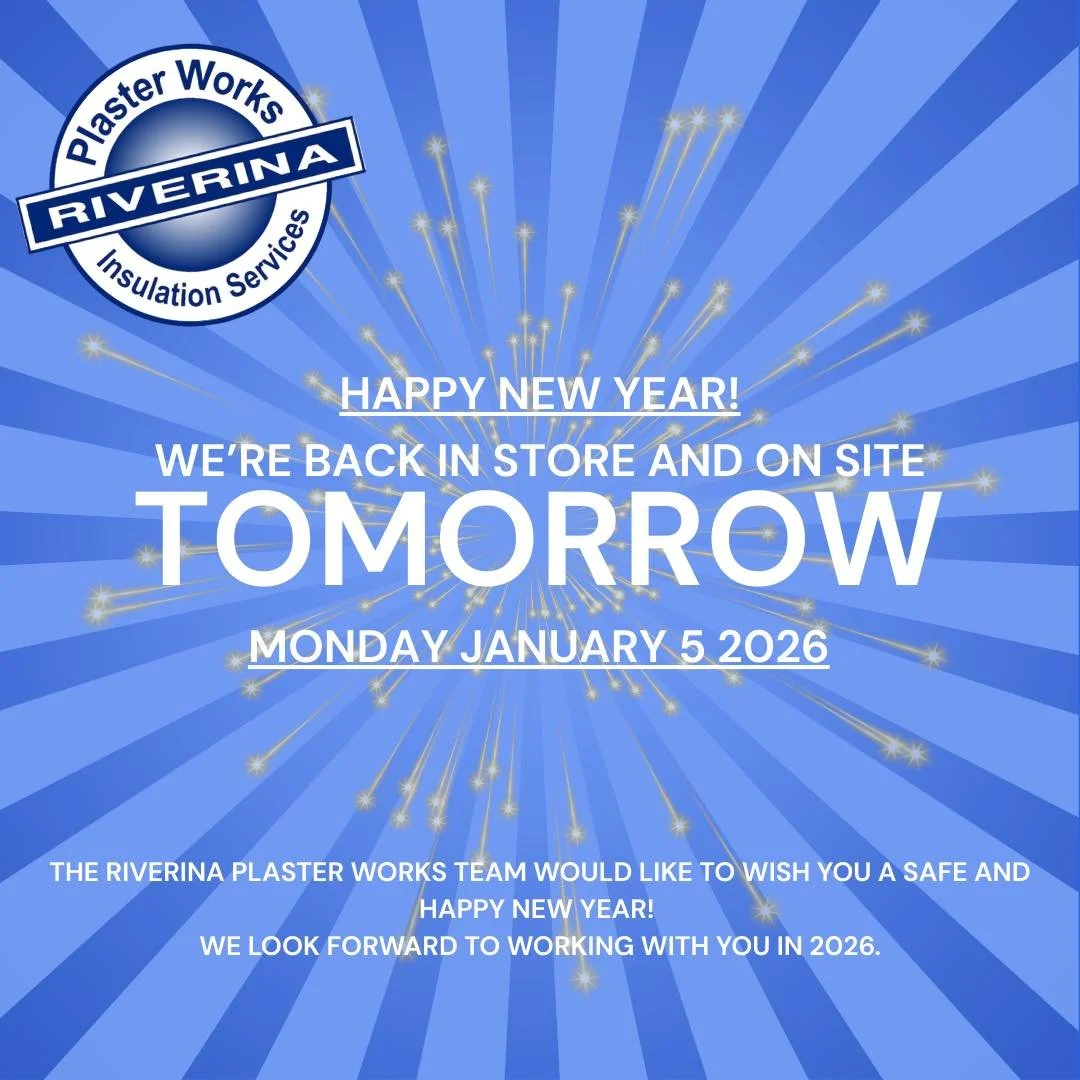 Riverina Plaster Works is reopening tomorrow, we'll be available in store and on site! ✨

We're looking forward to getting back to work with our customers and suppliers in 2026. 

See you soon!

📞 (02)6921 5355 
📧 info@rpw.net.au 

#RiverinaPlaster