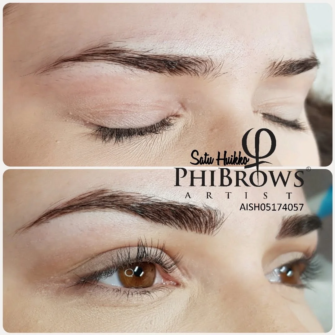 Microblading -kulmat heti ensimmäisen käsittelyn jälkeen.