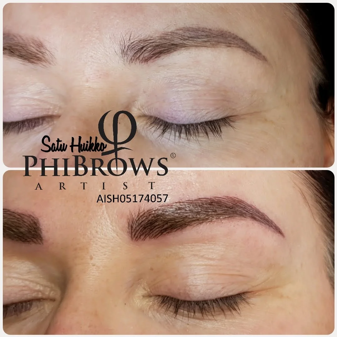 Muodon korjaus muualla tehtyihin microblading kulmakarvoihin.