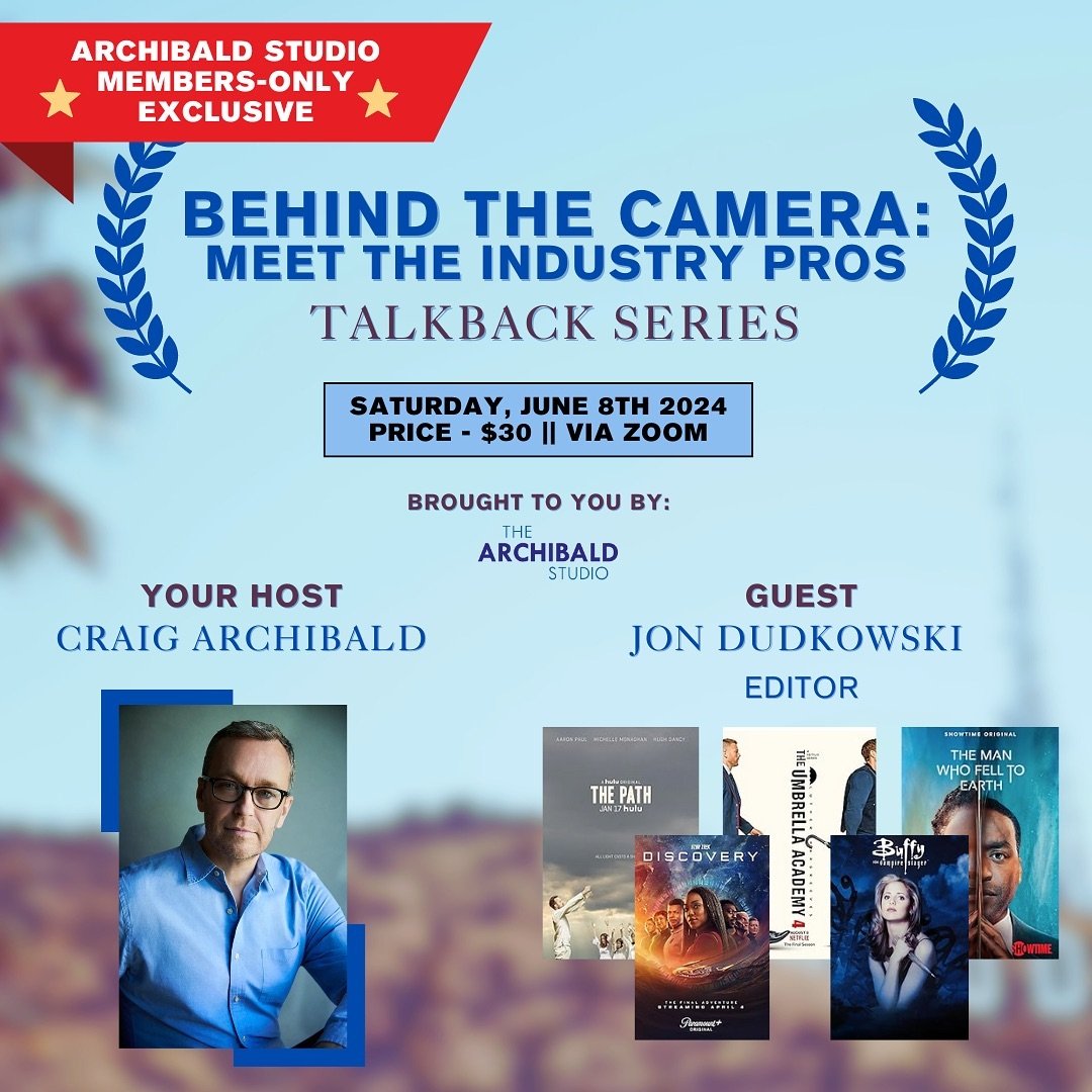 🌟🎬&nbsp;&nbsp;Sign-ups are LIVE for our first ever &ldquo;Behind the Camera: Meet the Industry Pros&rdquo; Talkback Series - happening JUNE 8TH at NOON (PT). *Exclusive to Archibald Studio Members Only - not a member? Email us at: thearchibaldstudi