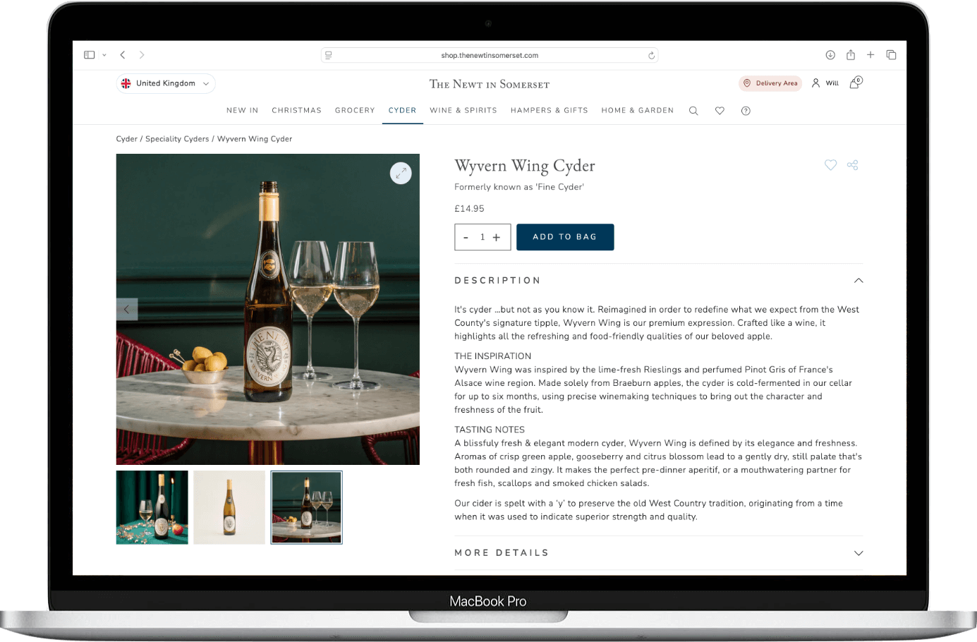 The Newt artisan cider website by William Thomas