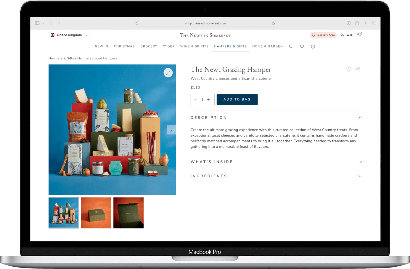 The Newt food hamper web page copy