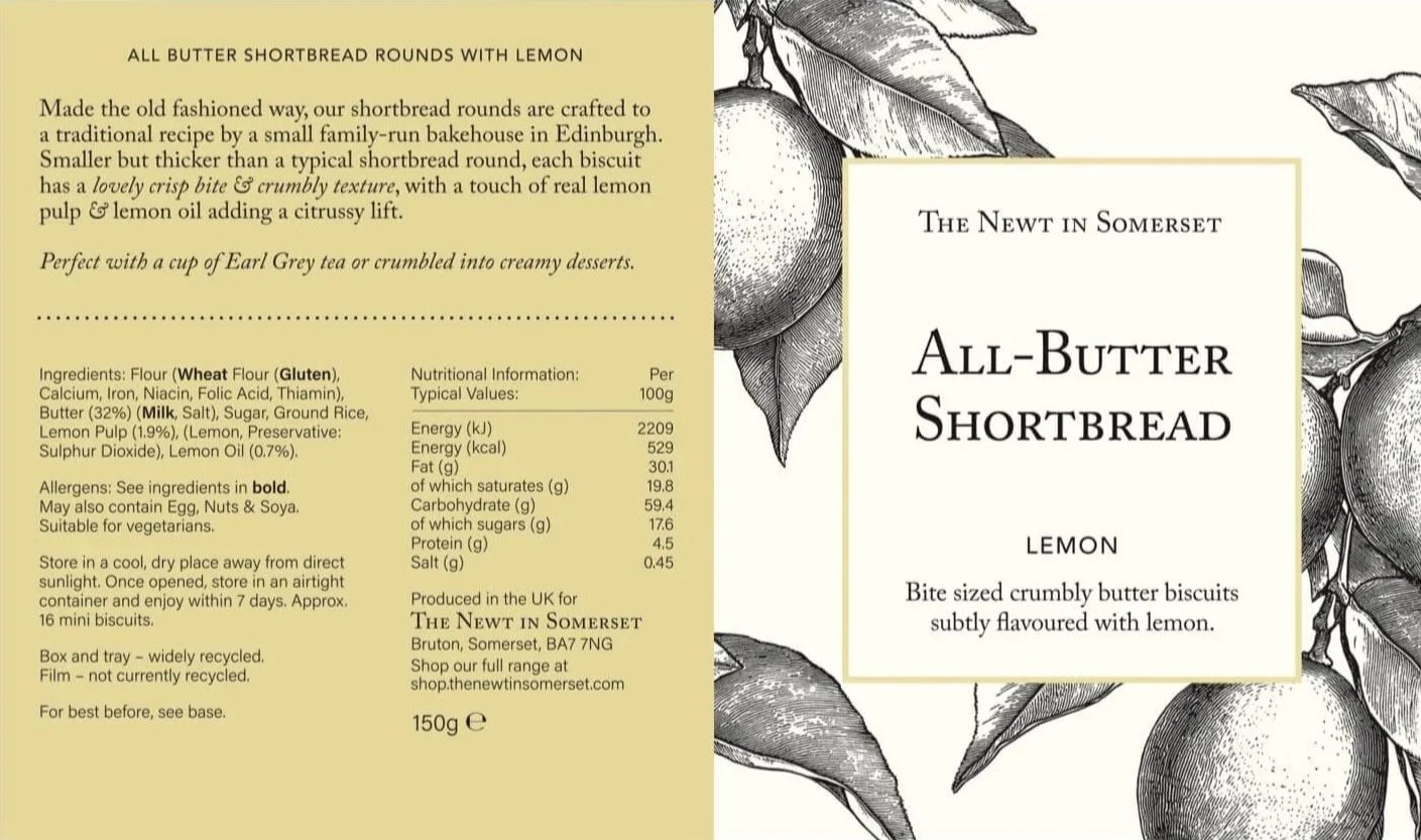 The Newt shortbread packaging by William Thomas