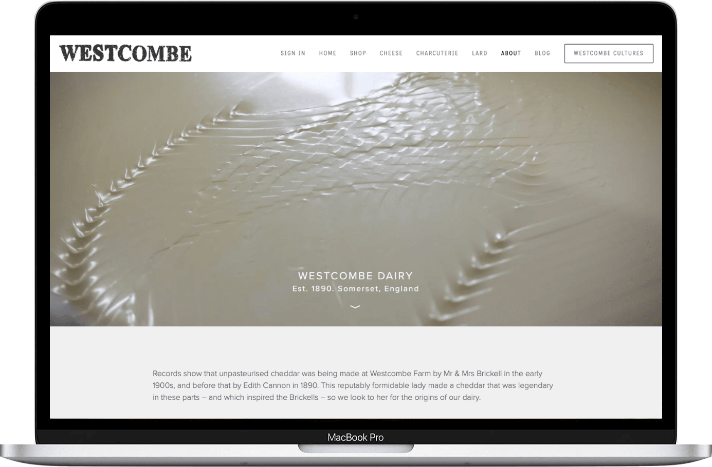 Westcombe Dairy about page copywriting by William Thomas