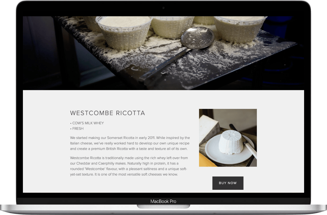 Westcombe Dairy ricotta web page copy