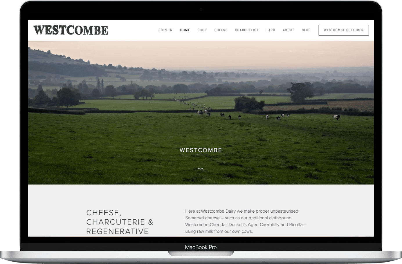 Westcombe Dairy website homepage copywriting