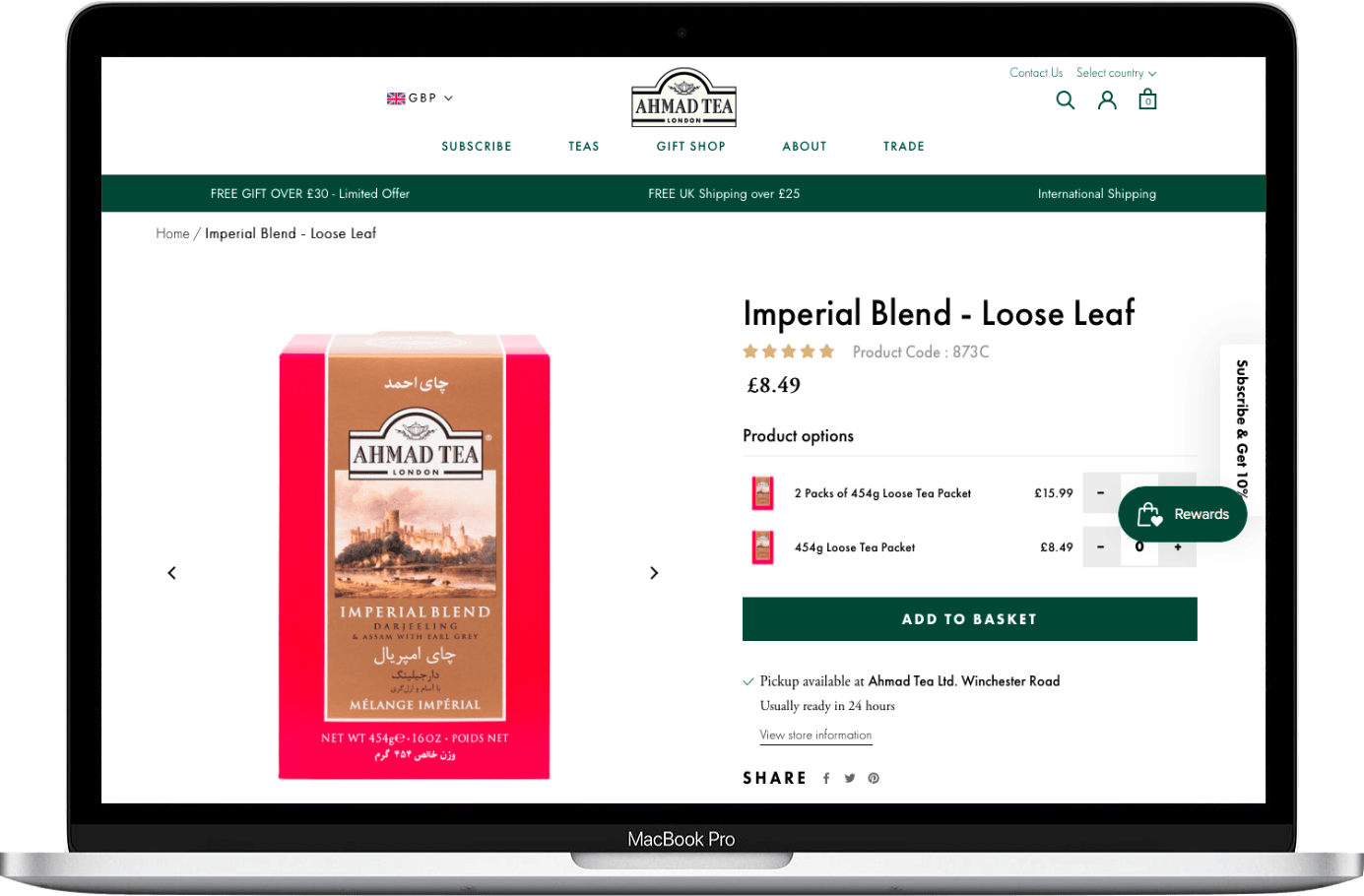 Ahmad Tea Natural Benefits web page by William Thomas