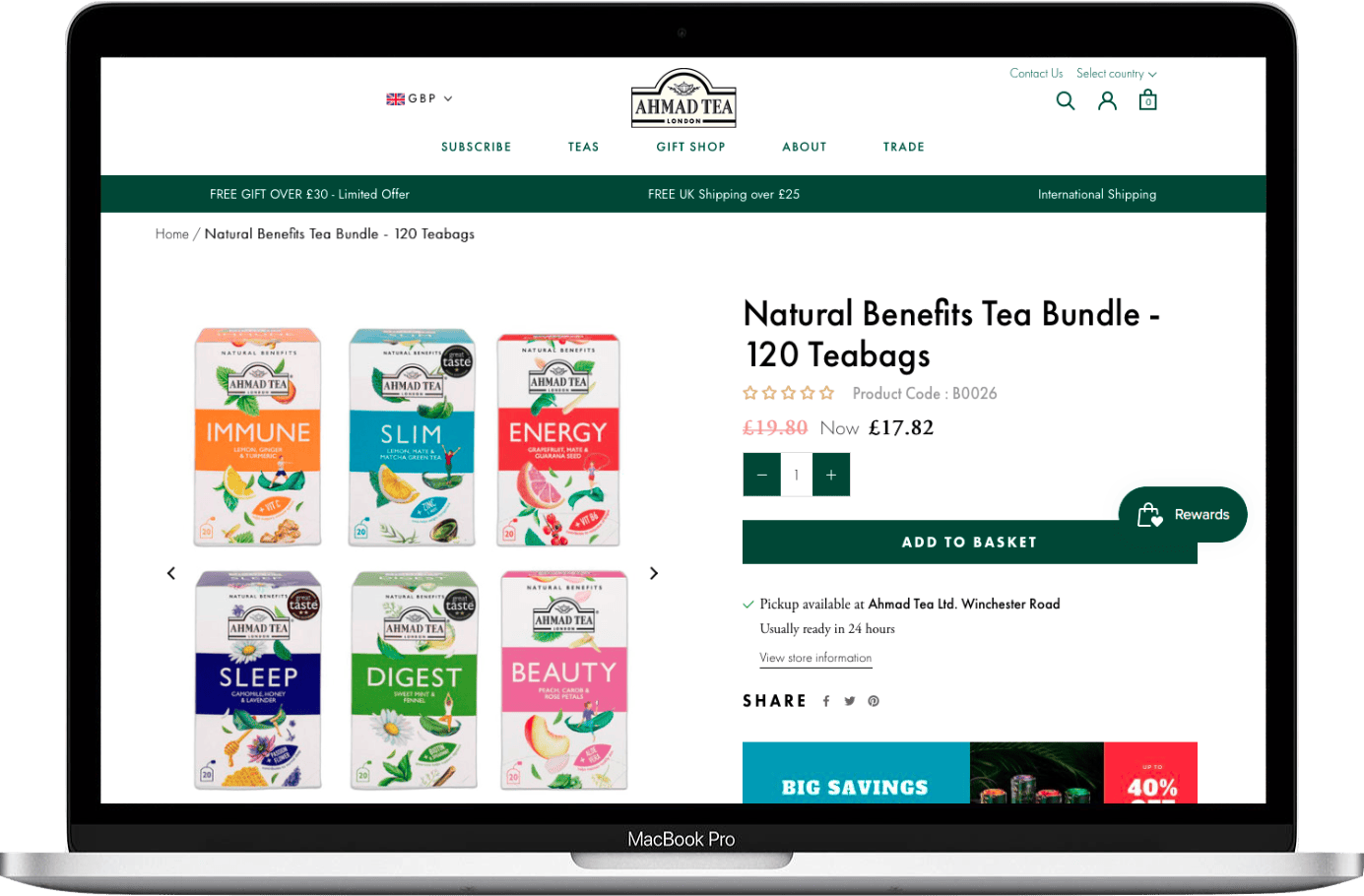 Ahmad Tea Natural Benefits bundle web page copy