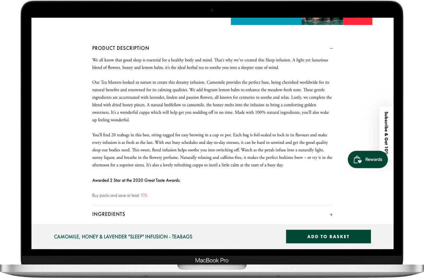 Ahmad Tea Natural Benefits bundle web page copy