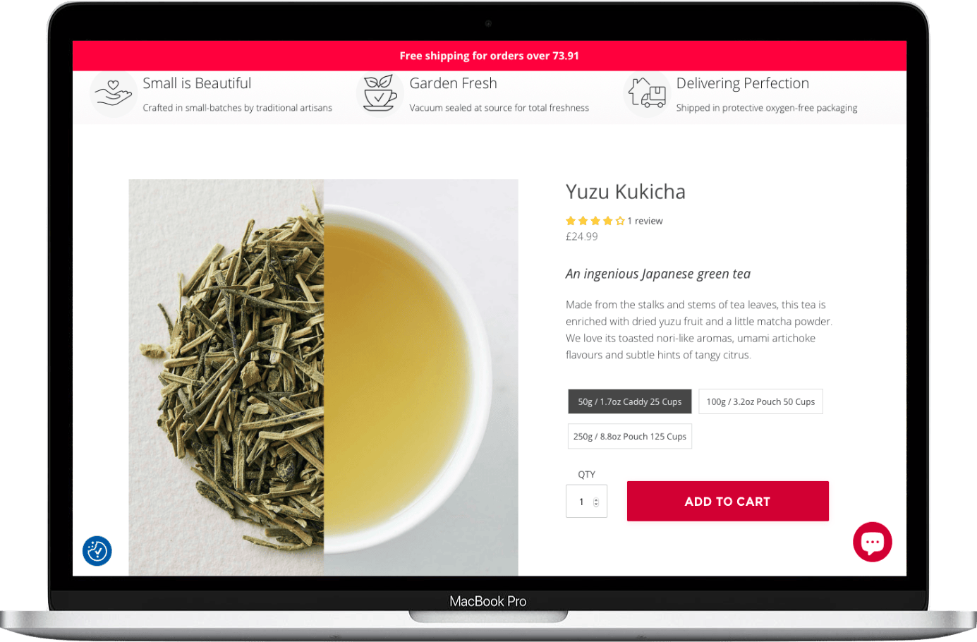 Galerie du Thé jasmine yuzu green tea page copywriting