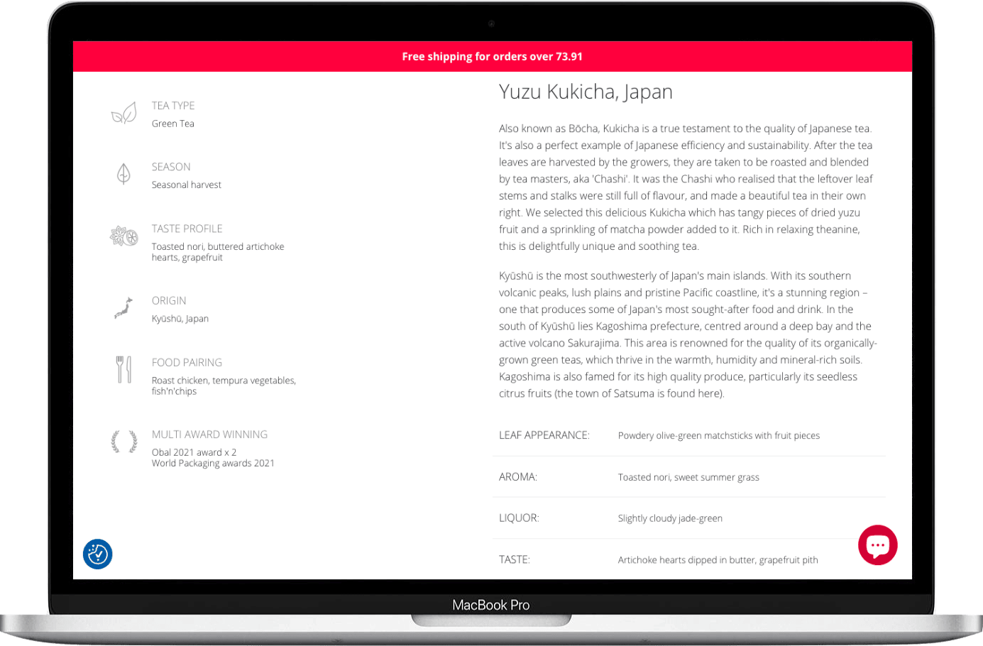 Galerie du Thé yuzu green tea product copy by William Thomas