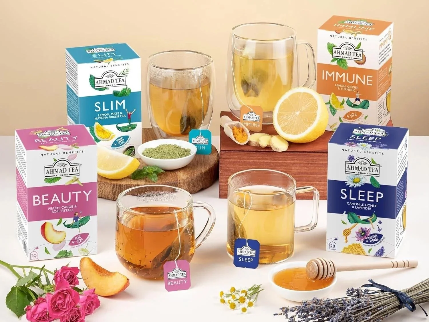 Ahmad Tea Natural Benefits range packaging copywriting