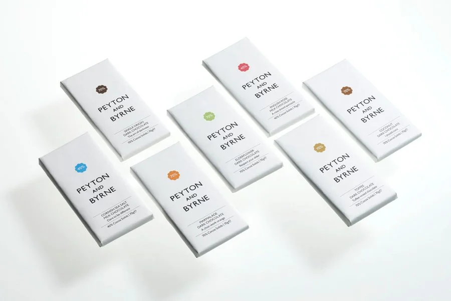 Peyton &amp; Byrne artisan English chocolate bars packaging copy