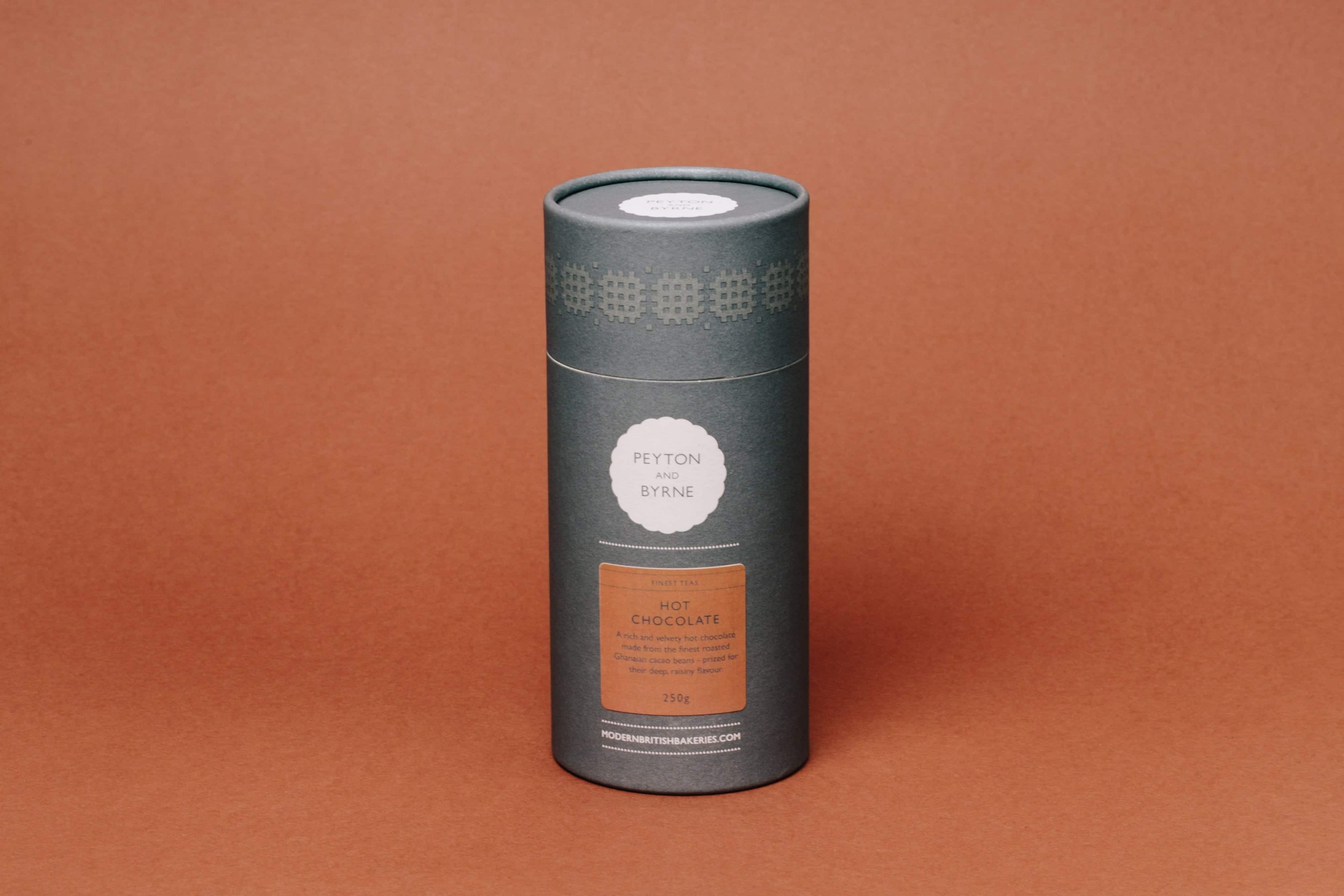 Peyton &amp; Byrne hot chocolate packaging copywriting by William Thomas