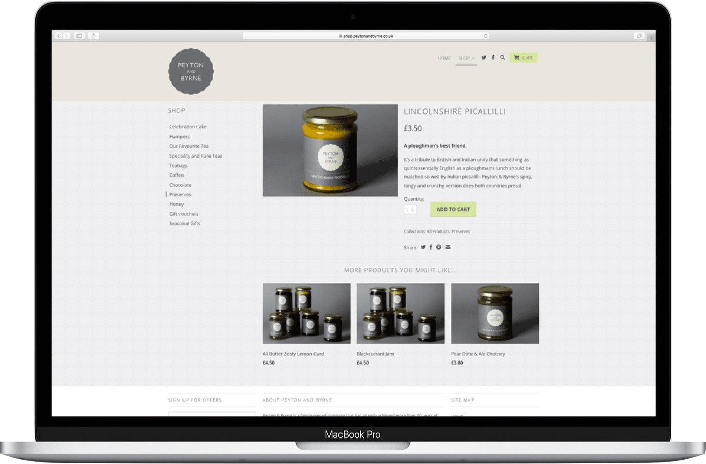 Peyton &amp; Byrne Lincolnshire piccalilli web page copy