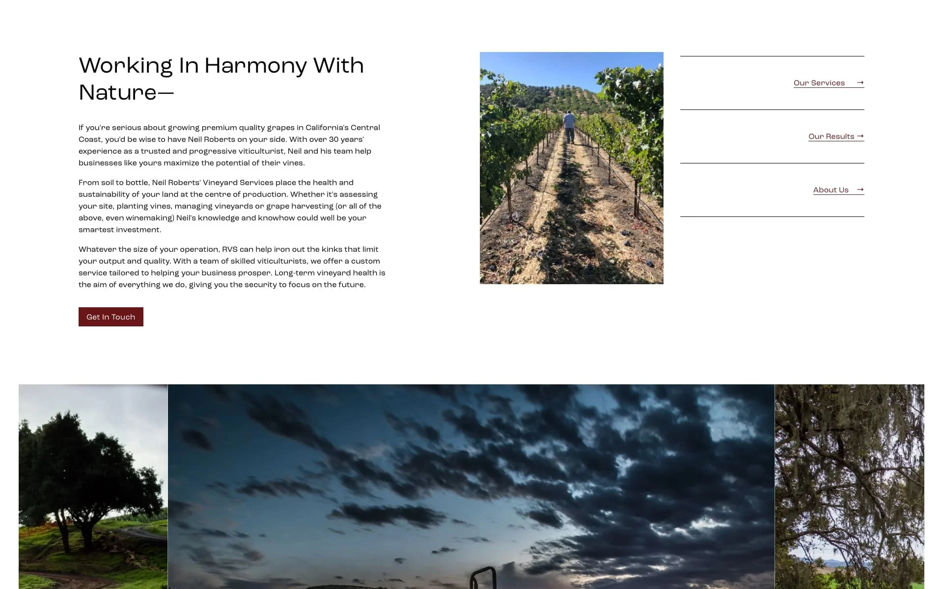 Roberts Vineyard Services Central Coast viticulture copywriting