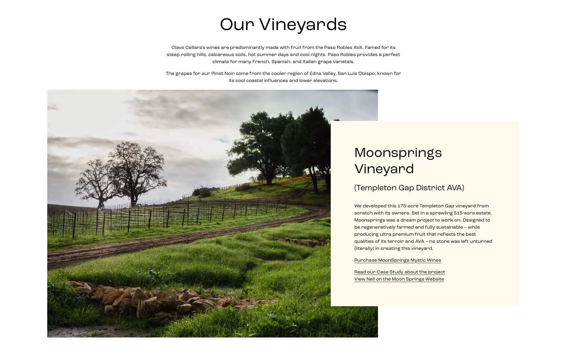 Clavo Mainspring Vineyard Central Coast wine copywriting