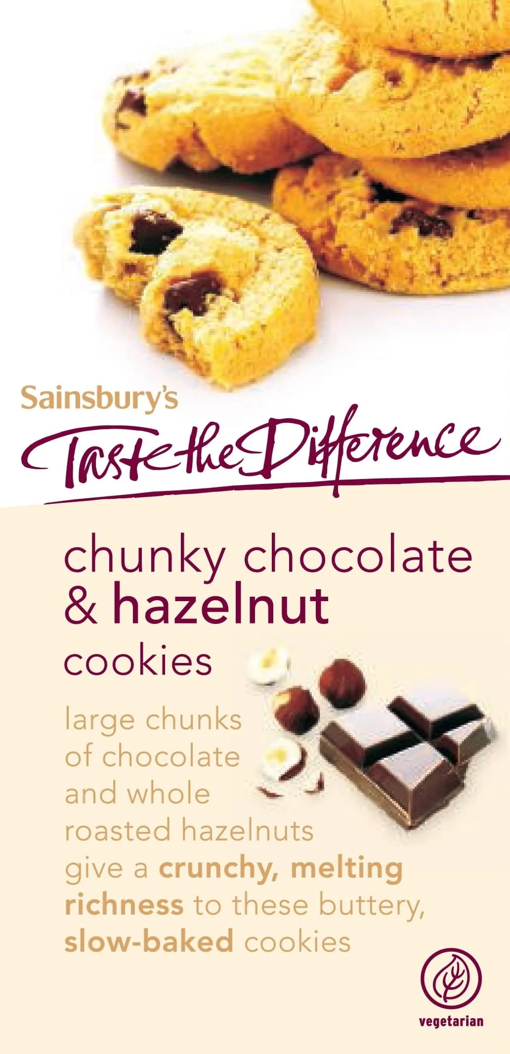 Sainsbury's TTD chocolate hazelnut cookies packaging by William Thomas