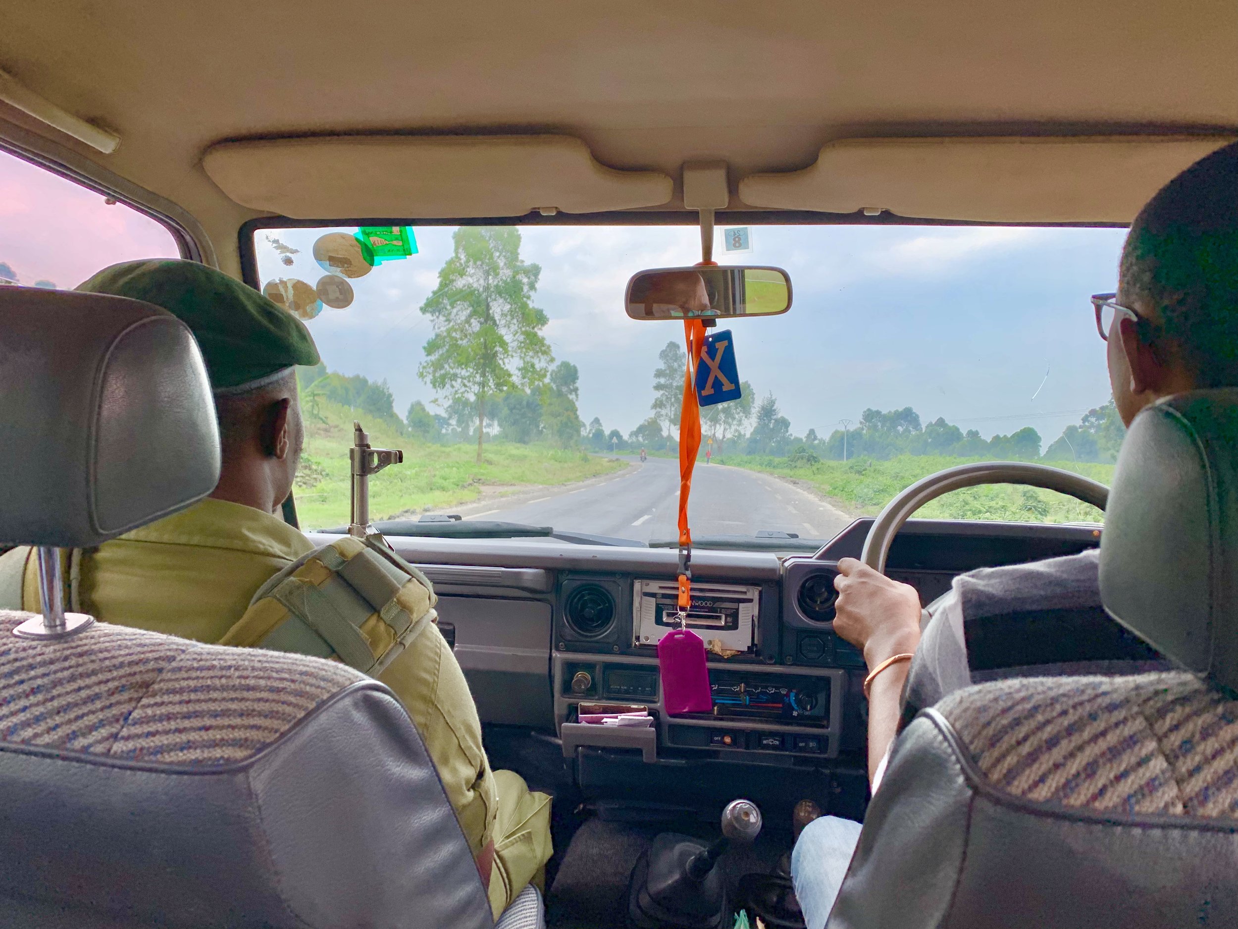 My security guard and driver taking us into the Virunga National Park