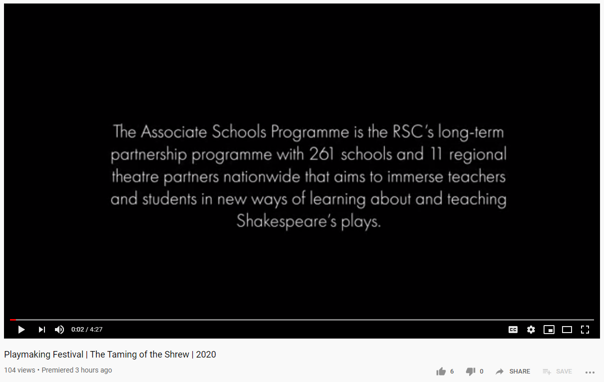 The RSC Playmaking Digital Festival Goes Live!!! — Our Lady Star of the ...