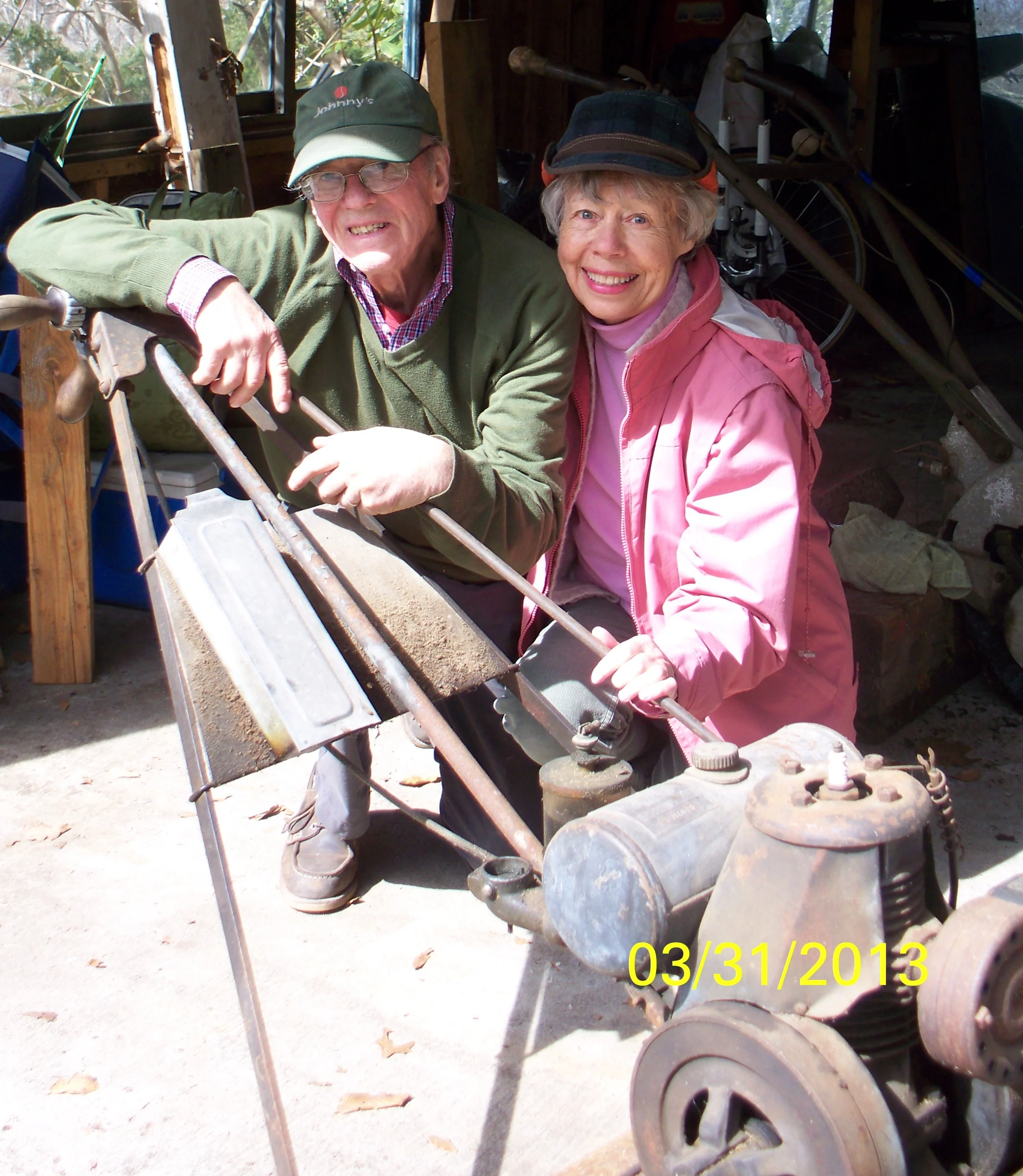 JohnR and Jane V with 'one of Dad's old machines'