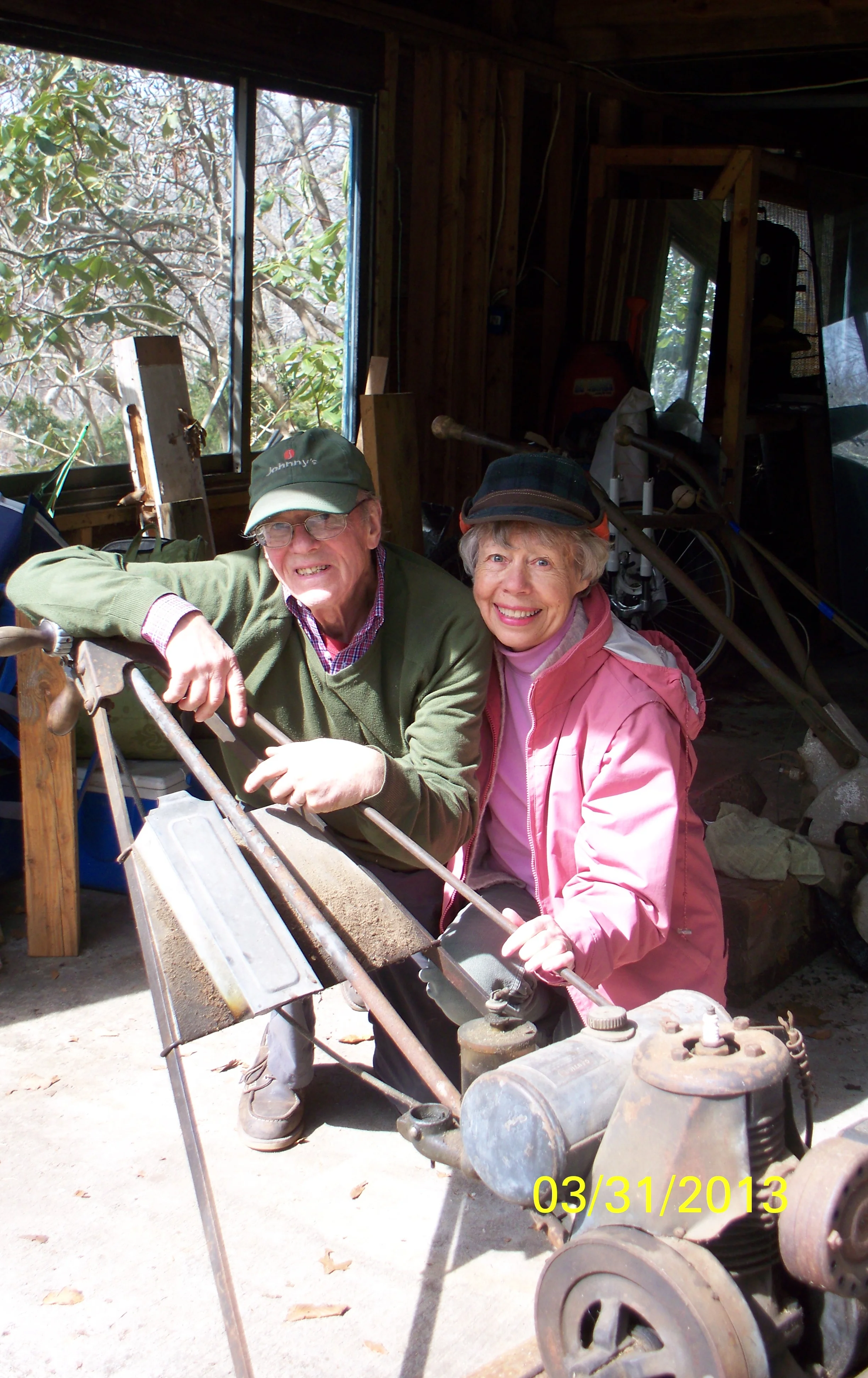John R and Jane V with 'one of Dad's old machines'