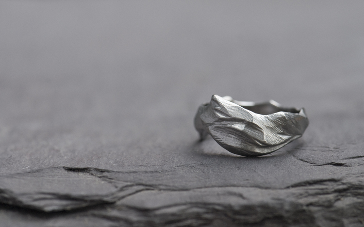 Rushing River Ring is textured and fluid as an engagement or wedding ring.