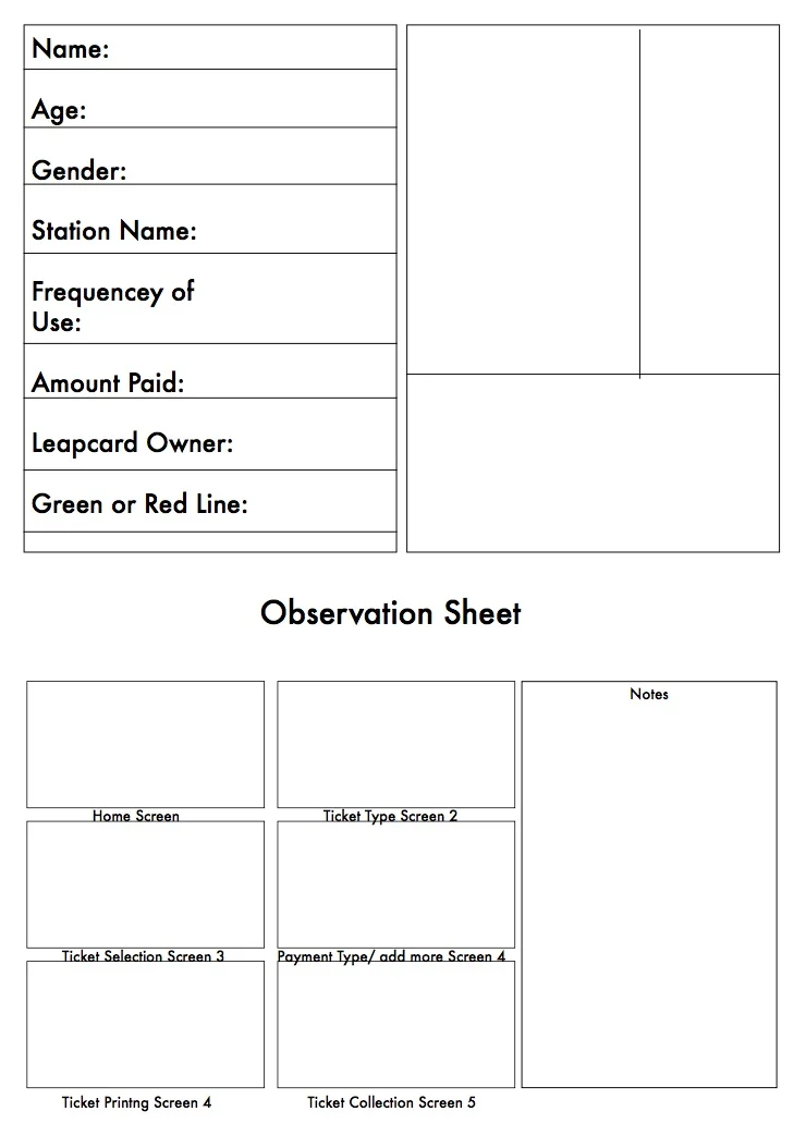 First iteration Interview and Observation Sheets