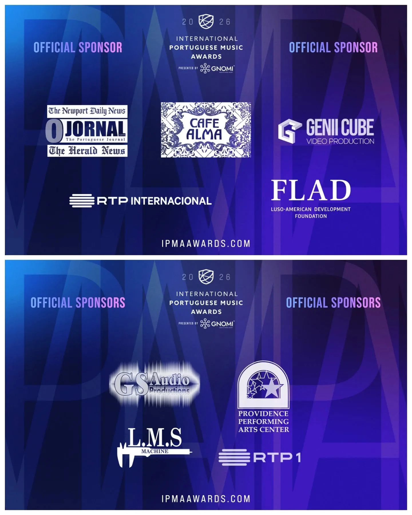 Thank you to the many supporters that make this event possible. Muito obrigado! 

See you on April 25 at the International Portuguese Music Awards, presented by @gnomiai.