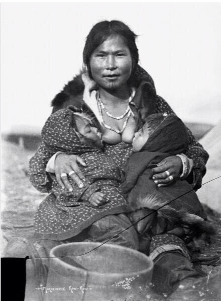  This photograph of a Sioux woman nursing her children is found in the W. H. Over Museum’s archive. She inspired the central portrait of the mural.  