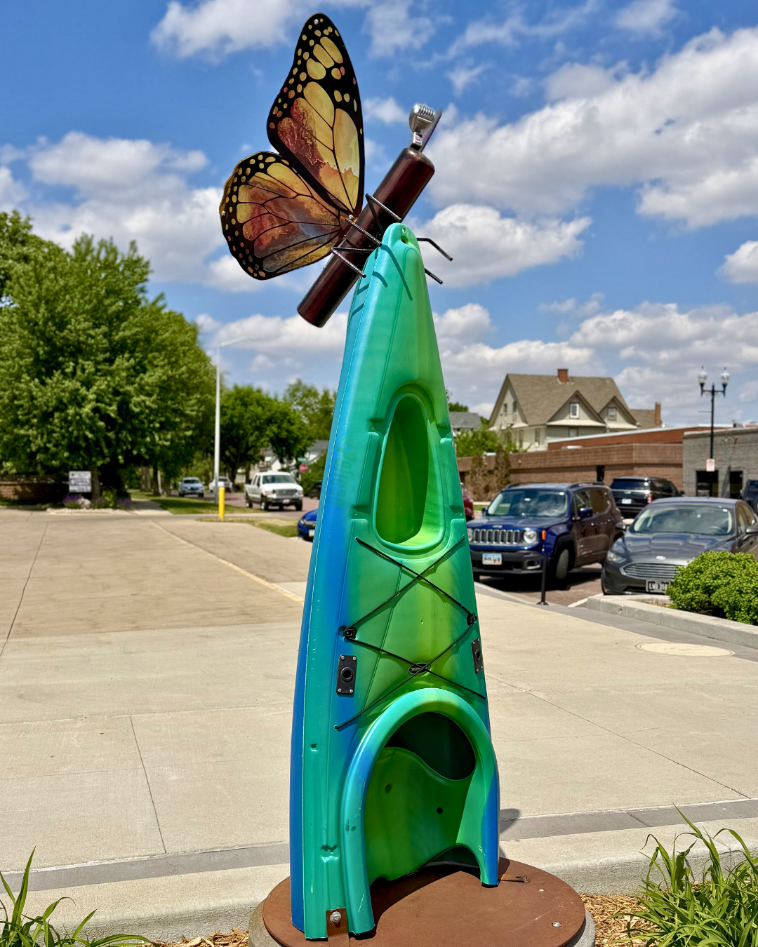 The Pollinator, by Kirk Seese. Located on Main Street, near the intersection with Prospect Street.