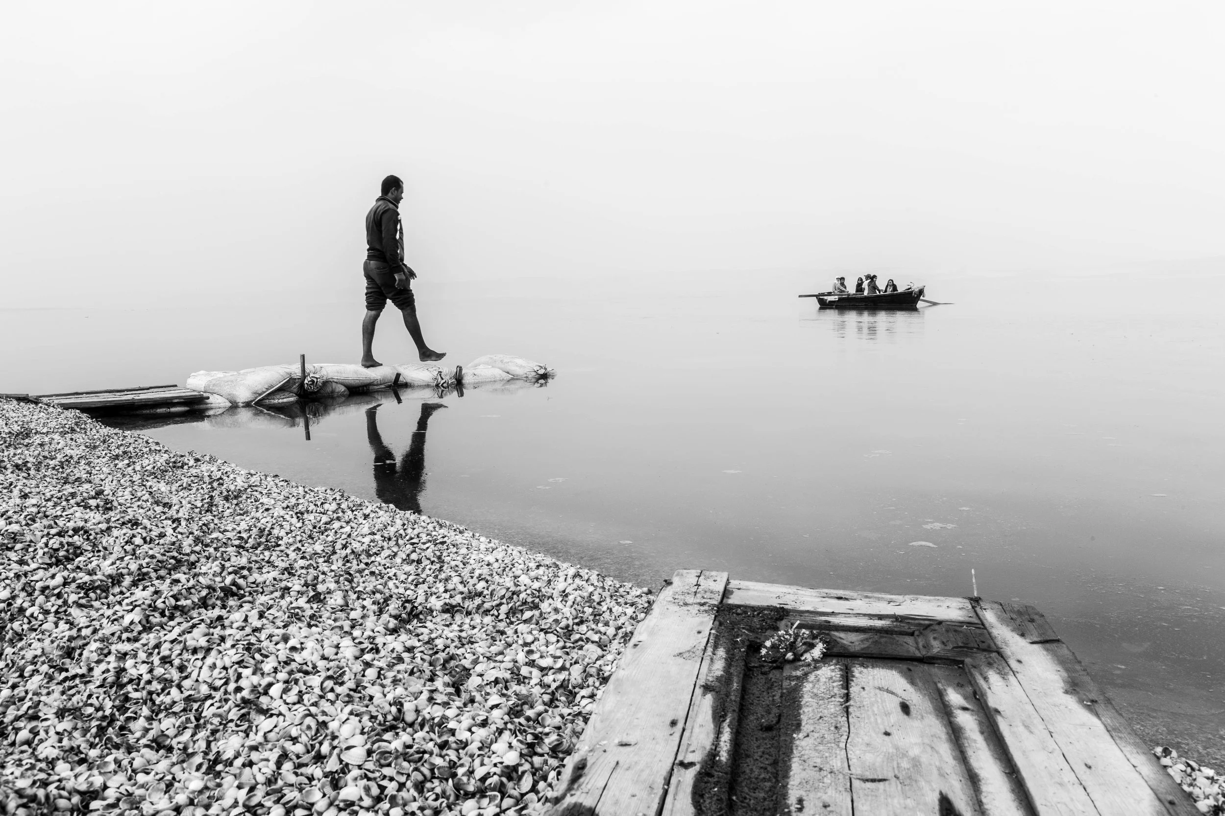 Qarun Lake on a misty day.