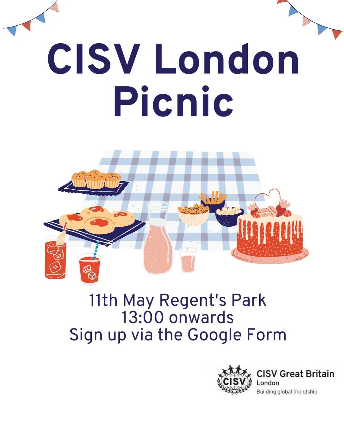 🧺 🍰 CISV London annual picnic 🧺 🍰 

11th May 13:00-15:00

All ages, everyone is welcome! There will be activities organised by the Junior Branch. 

Sign up via our bio!

#cisv #cisvlondon #gocisvlondon #cisvlondonjb #cisvgb #cisvgreatbritain #lon