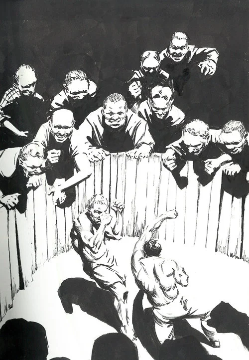 Cockfight $315 Ink drawing on 17x28cm paper